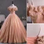 Sparkly Candy Pink Sequins Prom Dresses 2023 Ball Gown Scoop Neck Ruffle Short Sleeve Backless Floor-Length / Long Prom Formal Dresses