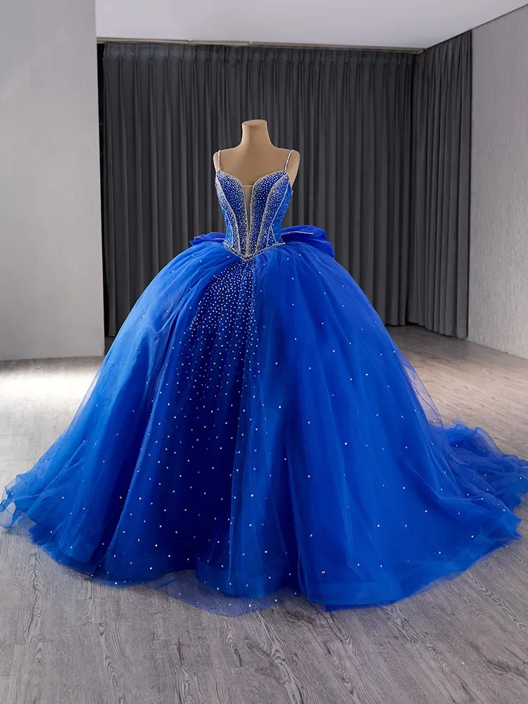 blue dress for baby girl Elegant Royal Blue Ombre A-line Sweetheart Prom Dresses With Appliques –  Simidress main image 1