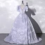 Elegant Sky Blue Prom Dresses 2022 Ball Gown V-Neck Puffy Short Sleeve Backless Sweep Train Formal Dresses
