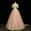Charmant Champagne Paillettes Gland Robe De Bal 2023 Robe Boule De l'épaule Sans Manches Dos Nu Noeud Longue Promo Robe De Ceremonie