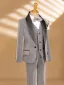 Fall Winter Grey Glitter 6-piece Long Sleeve Boys Wedding Suits 2025 Body Jewellery Coat Necklace Pants Shirt Tie Vest