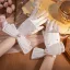 Vintage / Retro Ivory Pearl Bow Satin Bridal Gloves 2026 Wedding