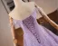 Chic / Beautiful Lavender Beading Sequins Prom Dresses 2025 A-Line / Princess Off-The-Shoulder Sleeveless Backless Floor-Length / Long Formal Dresses