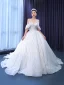 Best Charming White Beading Pearl Sequins Wedding Dresses 2022 Ball Gown Strapless Sleeveless Backless Sash Chapel Train Wedding