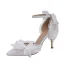Fashion Sage Green Pearl Bow Prom Womens Sandals 2024 Ankle Strap 9 cm Stiletto Heels Pointed Toe Womens Shoes High Heels
