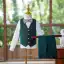 Dark Green Fall Winter Long Sleeve 5-piece Boys Wedding Suits 2024 Coat Pants Shirt Tie Vest