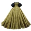 Vintage / Retro Gold Printing Prom Dresses 2022 Ball Gown Satin Strapless Puffy Short Sleeve Backless Floor-Length / Long Formal Dresses
