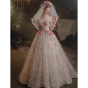 Fée Des Fleurs Blanche Faux Diamant Appliques Robe De Bal 2023 Princesse De L Épaule Manches Courtes Dos Nu Longue Promo Robe De Ceremonie