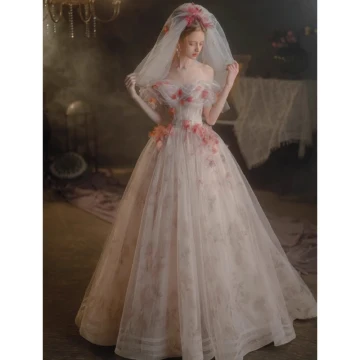Fée Des Fleurs Blanche Faux Diamant Appliques Robe De Bal 2023 Princesse De L Épaule Manches Courtes Dos Nu Longue Promo Robe De Ceremonie