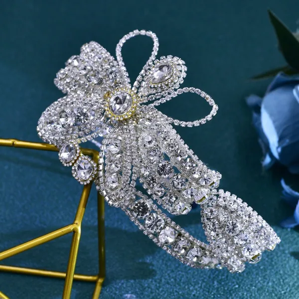 Charmig Silver Rhinestone Fjäril Legering Bröllop Brud Huvudbonad 2024