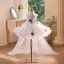 Fashion White Pearl Appliques Sequins Short Birthday Sweep Train Flower Girl Dresses 2025 Ball Gown Scoop Neck Sleeveless