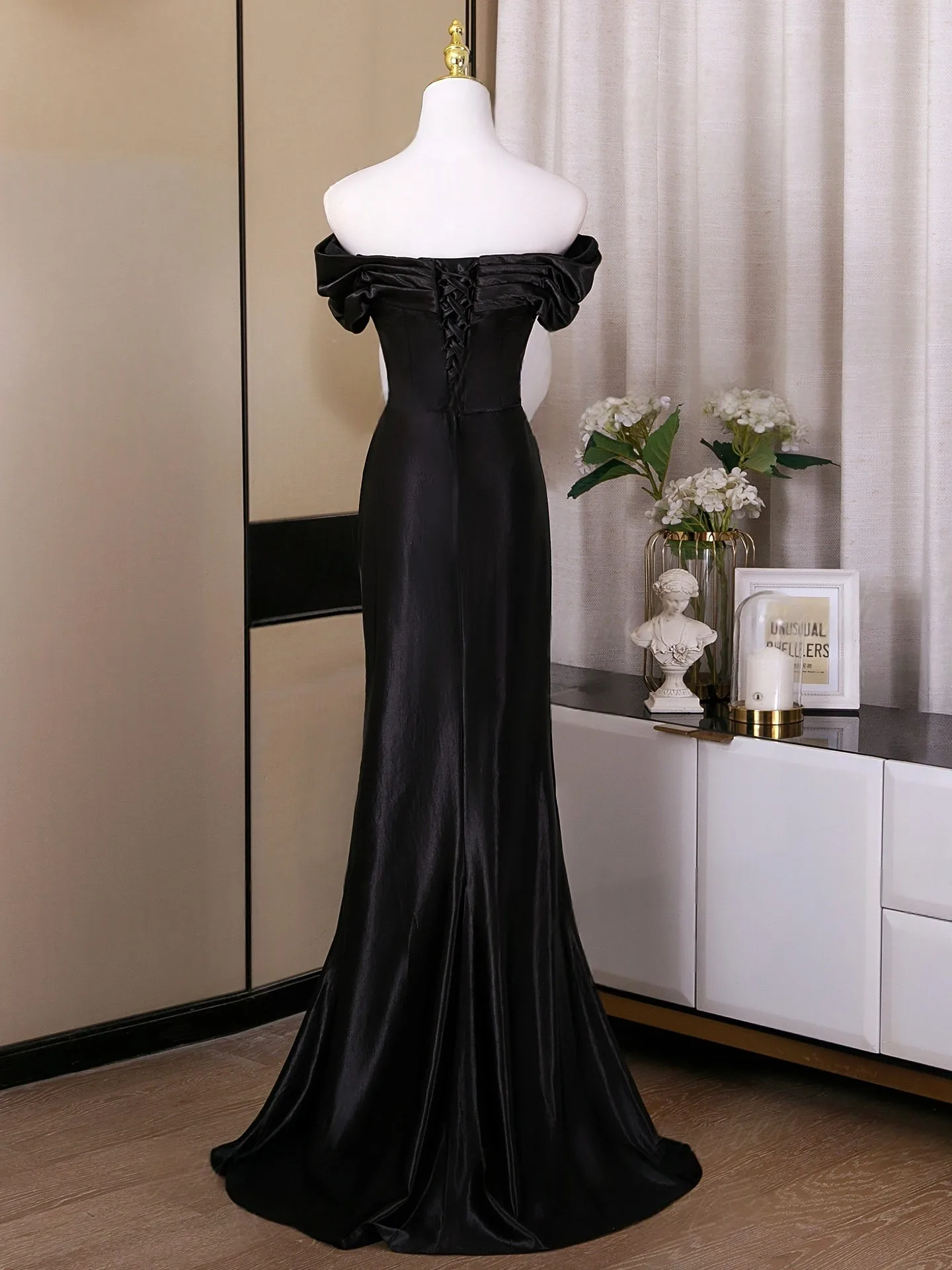 Sexy Black Evening Dresses 2025 Trumpet Mermaid Strapless Sleeveless Backless Long Party