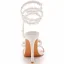 Sexy White Pearl Lace Flower Ankle Strap Summer Evening Party Womens Sandals 2023 10 cm Stiletto Heels Open / Peep Toe Sandals High Heels