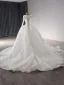 Elegant High-end White Lace Flower Wedding Dresses 2024 Ball Gown V-Neck Long Sleeve Chapel Train Wedding