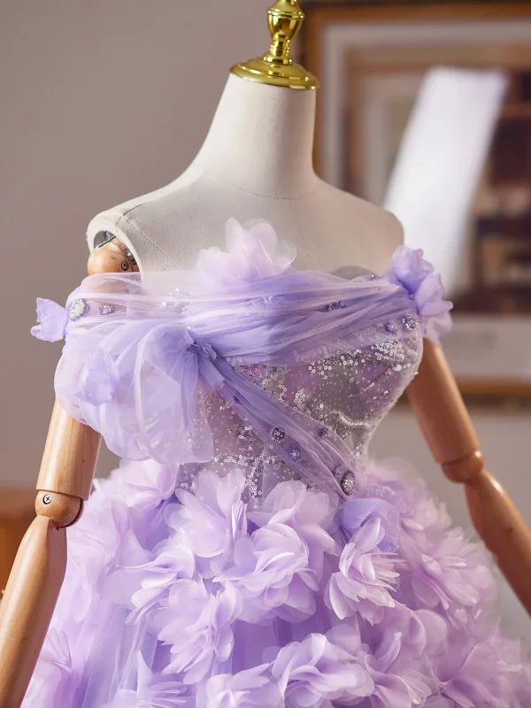 Charmant Lavendel Pailletten Applikationen Kurze Partykleider 2025 Ballkleid Off Shoulder Kurze Ärmel Rückenfreies Festliche Kleider