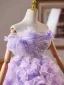 Charmant Lavendel Pailletten Applikationen Kurze Partykleider 2025 Ballkleid Off Shoulder Kurze Ärmel Rückenfreies Festliche Kleider