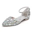 Scintillantes Argenté Faux Diamant Plat À Bout Pointu Chaussure De Mariée 2024 Mariage Sandales Talons Hauts