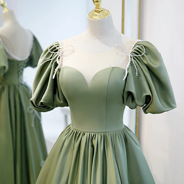 green dress with pearl straps Pearl Mini Dress main image 1