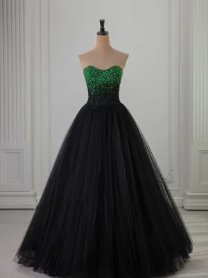 Charming Black Beading Rhinestone Sequins Prom Dresses 2025 Ball Gown Strapless Sleeveless Backless Floor Length Long Formal Dresses