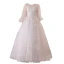 Chic / Beautiful White Prom Dresses 2022 A-Line / Princess Scoop Neck Beading Rhinestone Pearl Lace Flower Appliques Long Sleeve Floor-Length / Long Formal Dresses