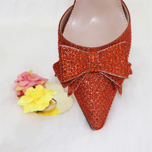Charming Multi-Colors Rainbow Rhinestone Bow Womens Sandals Clutch Bags 2023 8 cm Stiletto Heels Evening Party Pointed Toe Sandals High Heels Clutch Bags