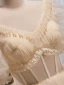 Chic / Belle Champagne Volants en Cascade Robe De Bal 2023 Princesse Perle V-Cou Manches Courtes Dos Nu Longue Promo Robe De Ceremonie