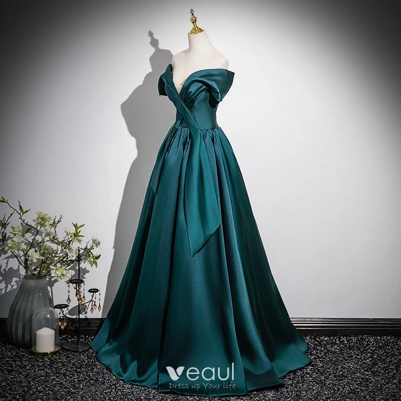 slim fit dress slacks Zapaka Women Dark Green Prom Dress with Appliques Mermaid Lace-Up Back Party Dress, Dark Green / US2