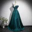 Vintage / Retro Dark Green Prom Dresses 2025 A-Line / Princess Off-The-Shoulder Short Sleeve Backless Floor-Length / Long Formal Dresses