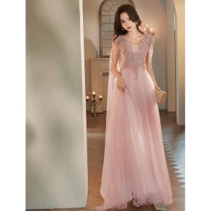 Charming Candy Pink Beading Tassel Sequins Prom Dresses 2023 A Line Princess V Neck Sleeveless Backless Floor Length Long Prom Formal Dresses