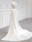 Charmant Légère Blanche En Dentelle Fleur Satin Robe De Mariée 2024 Trompette / Sirène Bretelles Spaghetti Sans Manches Dos Nu Train De Balayage Mariage