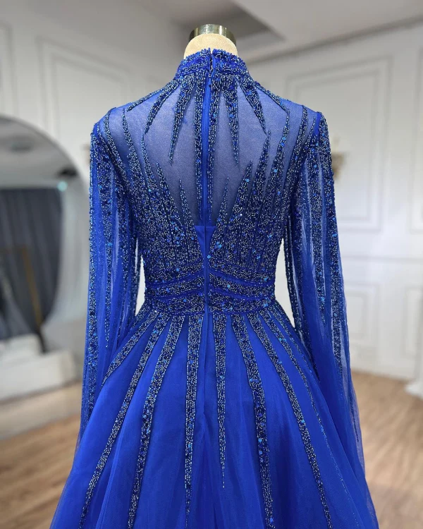 High End Elegante Lindgrün Handgefertigt Perlenstickerei Pailletten Ballkleider 2024 A Linie Stehkragen Lange Ärmel Sweep / Pinsel Zug Ball Festliche Kleider