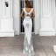 Charmant Noire Faux Diamant Paillettes Transparentes Robe De Soirée 2022 Trompette / Sirène V-Cou Sans Manches Dos Nu Longue Soirée Robe De Ceremonie