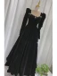 Audrey Hepburn Style Black Rhinestone Velvet Prom Dresses 2024 A-Line / Princess Square Neckline Long Sleeve Backless Floor-Length / Long Prom Formal Dresses