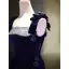 Elegant Navy Blue Suede Evening Dresses 2022 A-Line / Princess Spaghetti Straps Sleeveless Backless Bow Floor-Length / Long Evening Party Formal Dresses