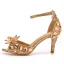 Charmant Gold Abend Kristall Sandalen Damen 2023 Strass Knöchelriemen 7 cm Stilettos Peeptoes Sandaletten Hochhackige