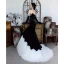 Sexy Black Velvet Evening Dresses 2023 Trumpet / Mermaid Strapless Short Sleeve Backless Sweep Train Evening Party Formal Dresses