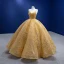 High-end Gold Handmade  Beading Pearl Sequins Prom Dresses 2022 Ball Gown Spaghetti Straps Sleeveless Backless Floor-Length / Long Prom Formal Dresses