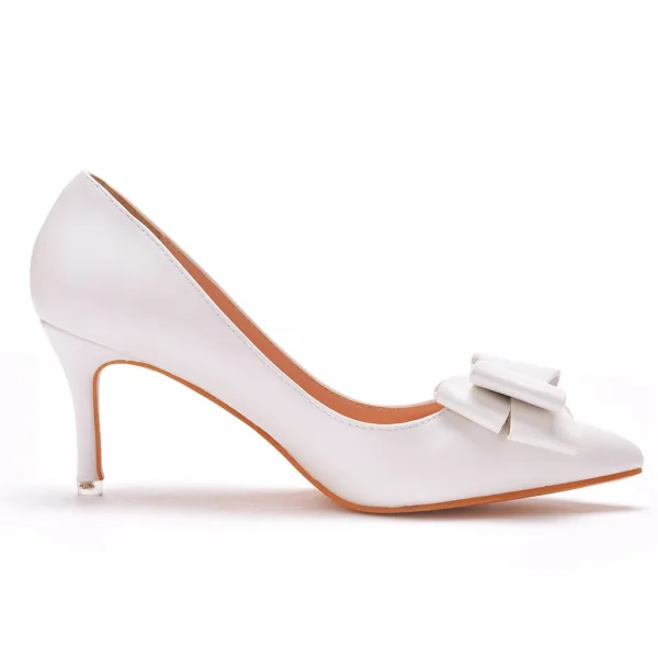 Chic / Belle Blanche Noeud Promo Escarpins 2022 7 cm Talons Aiguilles À Bout Pointu Escarpins Talons Hauts