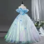 Zauberhaft Himmelblau Applikationen Ballkleider 2026 Ballkleid Off Shoulder Kurze Ärmel Rückenfreies Lange Festliche Kleider
