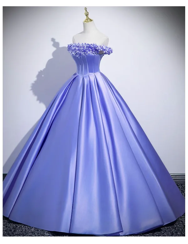 Élégant Lavande Appliques Robe De Bal 2025 Robe Boule De l'épaule Manches Courtes Dos Nu Longue Robe De Ceremonie