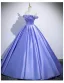 Élégant Lavande Appliques Robe De Bal 2025 Robe Boule De l'épaule Manches Courtes Dos Nu Longue Robe De Ceremonie