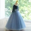 Modest / Simple Navy Blue Wedding Flower Girl Dresses 2023 Ball Gown Scoop Neck Short Sleeve Bow Floor-Length / Long Flower Girl Dresses
