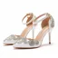 Chic / Belle Blanche Faux Diamant Bride Cheville Chaussure De Mariée 2023 9 cm Talons Aiguilles À Bout Pointu Mariage Talons Hauts