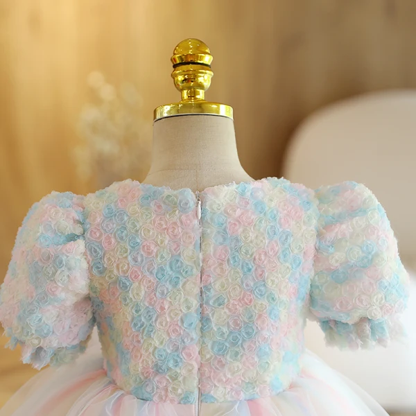 Chic / Beautiful Multi-Colors Birthday Flower Girl Dresses 2022 Ball Gown Scoop Neck Appliques Short Sleeve Short Flower Girl Dresses