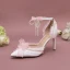 Schön Charmant Weiß Brautschuhe 2023 Knöchelriemen Perle Schleife 9 cm Stilettos Spitzschuh Hochzeit Sandaletten Hochhackige