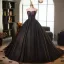 Elegant Black Printing Prom Dresses 2025 Ball Gown Strapless Sleeveless Backless Floor-Length / Long Prom Formal Dresses