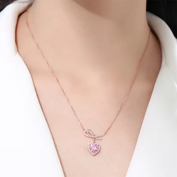 Sjarmerende Krystall Rhinestone Sterling Sølv Halskjeder 2023 Tilbehør Rose Gull