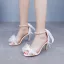Sexy Blanche Perle Bride Cheville Noeud Chaussure De Mariée 2025 8 cm Talons Aiguilles Peep Toes / Bout Ouvert Mariage Sandales Talons Hauts