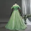 Fée Des Fleurs Vert Cendré Perlage Appliques Paillettes Robe De Bal 2026 Robe Boule De l'épaule Manches Courtes Dos Nu