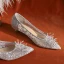 Charming White Beading Lace Flower Wedding Shoes 2023 Wedding 3 cm Stiletto Heels Low Heel Pointed Toe Pumps High Heels